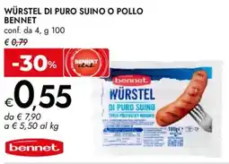 Bennet Würstel di puro suino o pollo BENNET offerta
