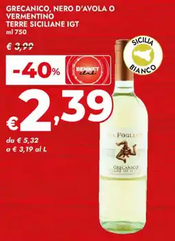 Bennet Grecanico, nero d'avola o vermentino terre siciliane IGT offerta