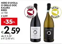 Bennet Nero d'avola o grillo DOC KALURA BIRGI offerta