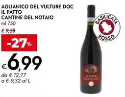 Bennet Aglianico del vulture doc il patto CANTINE DEL NOTAIO offerta