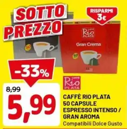 DPiù Caffè rio plata 50 capsule espresso intenso/ gran aroma offerta