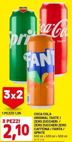 DPiù Coca cola original taste / zero zuccheri / zero zuccheri zero caffeina/fanta/ sprite offerta