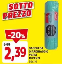 DPiù Sacchi da giardinaggio verdi 10 pezzi 90x110 offerta
