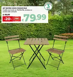 Bennet Set bistro coco pieghevole offerta