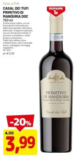 DPiù Casal dei tufi primitivo di manduria DOC offerta