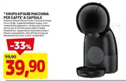 DPiù KRUPS KP1A3B MACCHINA PER CAFFE' A CAPSULE offerta