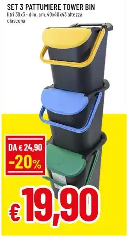 Famila Superstore Set 3 pattumiere tower bin offerta