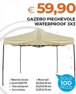Todis Gazebo pieghevole waterproof 3x3 offerta