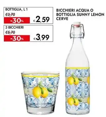 Bicchieri acqua o bottiglia sunny lemon cerve