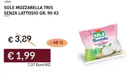 Prezzemolo e Vitale Sole mozzarella tris senza lattosio offerta