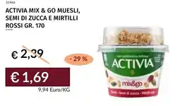 Prezzemolo e Vitale Activia mix & go muesli, semi di zucca e mirtilli rossi offerta