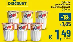 Qui Discount Estathè pesca/limone bicchiere tripack offerta