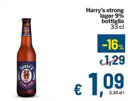 Qui Discount Harry's strong lager 9% bottiglia offerta