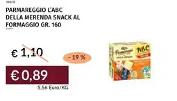 Prezzemolo e Vitale Parmareggio l'abc della merenda snack al formaggio offerta