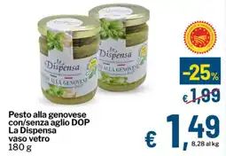 Qui Discount Pesto alla genovese con/senza aglio DOP La Dispensa vaso vetro offerta