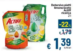 Qui Discount Detersivo piatti limone/aceto Actiff ricarica offerta