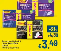 Qui Discount Assorbenti igienici Lines Seta Ultra con ali offerta