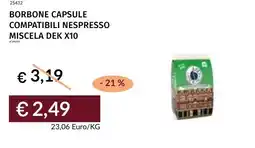 Prezzemolo e Vitale Borbone capsule compatibili nespresso miscela dek x10 offerta