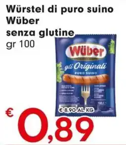 DeSpar Express Würstel di puro suino Wüber senza glutine offerta