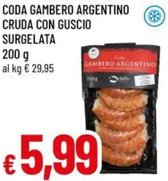 A&O Coda gambero argentino cruda con guscio surgelata offerta