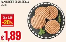 A&O Hamburger di salsiccia offerta