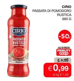 Coop CIRIO PASSATA DI POMODORO RUSTICA offerta