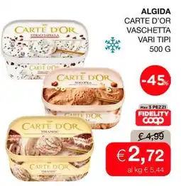 Coop ALGIDA CARTE D’OR VASCHETTA VARI TIPI 500 G offerta