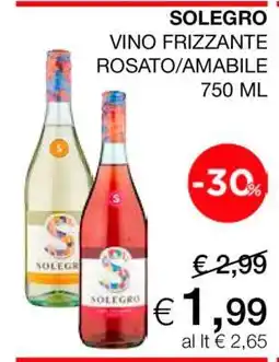 Coop SOLEGRO VINO FRIZZANTE ROSATO/AMABILE 750 ML offerta