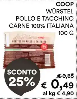 Coop COOP WÜRSTEL POLLO E TACCHINO offerta