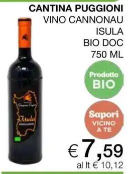 Coop CANTINA PUGGIONI VINO CANNONAU ISULA BIO DOC 750 ML offerta