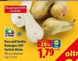Lidl Pere dell'Emilia Romagna IGP varietà Abate offerta