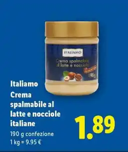 Lidl Italiano Crema spalmabile al latte e nocciole italiane offerta