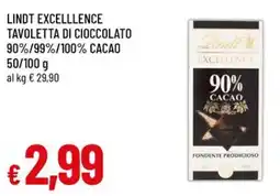 A&O Lindt excelllence tavoletta di cioccolato 90%/99%/100% cacao offerta