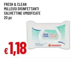 A&O Fresh & clean milleusi disinfettanti salviettine umidificate offerta