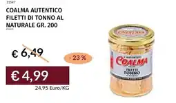Prezzemolo e Vitale Coalma autentico filetti di tonno al naturale offerta
