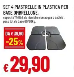A&O Set 4 piastrelle in plastica per base ombrellone offerta