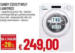 A&O CANDY CSS127TW5/1 LAVATRICE offerta