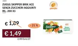 Prezzemolo e Vitale Zuegg skipper brik ace senza zuccheri aggiunti offerta