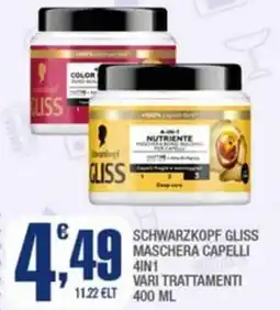 Splendidi e Splendenti Schwarzkopf gliss maschera capelli 4in1 offerta