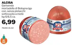 GrosMarket ALCISA Garisenda mortadella di Bologna igp con, senza pistacchi sottovuoto a metà offerta
