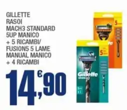 Splendidi e Splendenti Gillette rasoi mach3 standard 5up manico +5 ricambi fusion5 5 lame manual manico +4 ricambi offerta