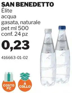 GrosMarket SAN BENEDETTO Elite acqua gasata, naturale offerta