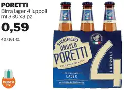 GrosMarket PORETTI Birra lager 4 luppoli offerta