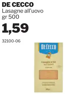 GrosMarket DE CECCO Lasagne all'uovo offerta