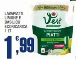 Splendidi e Splendenti Vert lavapiatti limone e basilico ecoricarica offerta