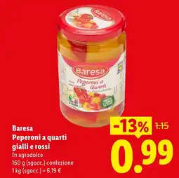 Lidl Baresa Peperoni a quarti gialli e rossi offerta