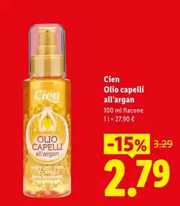 Lidl Cien Olio capelli all'argan offerta