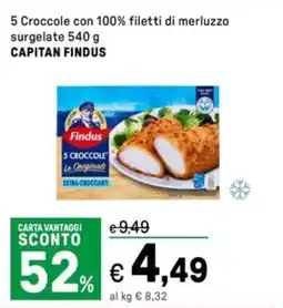 Iper La Grande 5 Croccole con 100% filetti di merluzzo surgelate CAPITAN FINDUS offerta