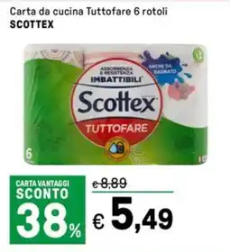 Iper La Grande Carta da cucina Tuttofare 6 rotoli SCOTTEX offerta