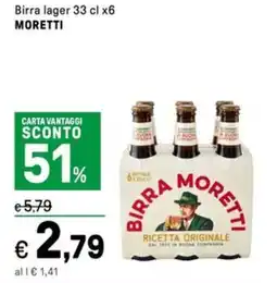 Iper La Grande Birra lager MORETTI offerta